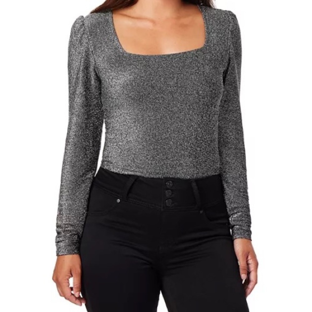 H&M Sparkle Silver Long Sleeve Top
